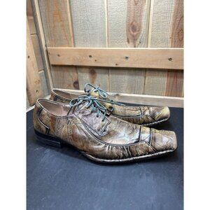 Mens Giovanni Express Leather Distressed Square Toe Lace-Up Dress Shoes Size 12